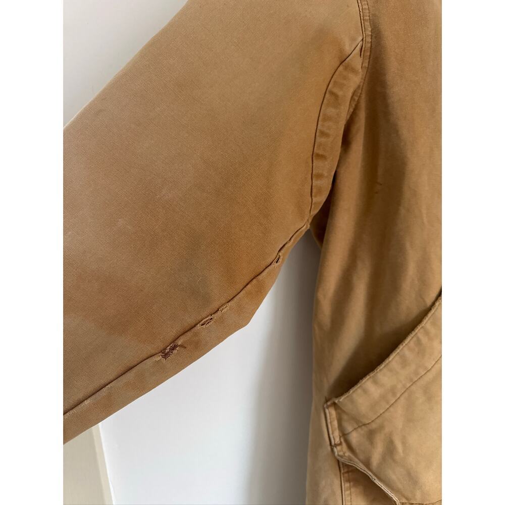 Vintage L.L. Bean Tan Canvas Jacket with Olive Collar - Picture 8 of 11